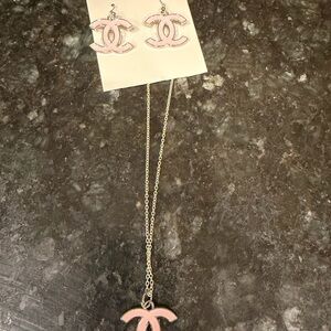 Pink and Silver tone Jewelry Set